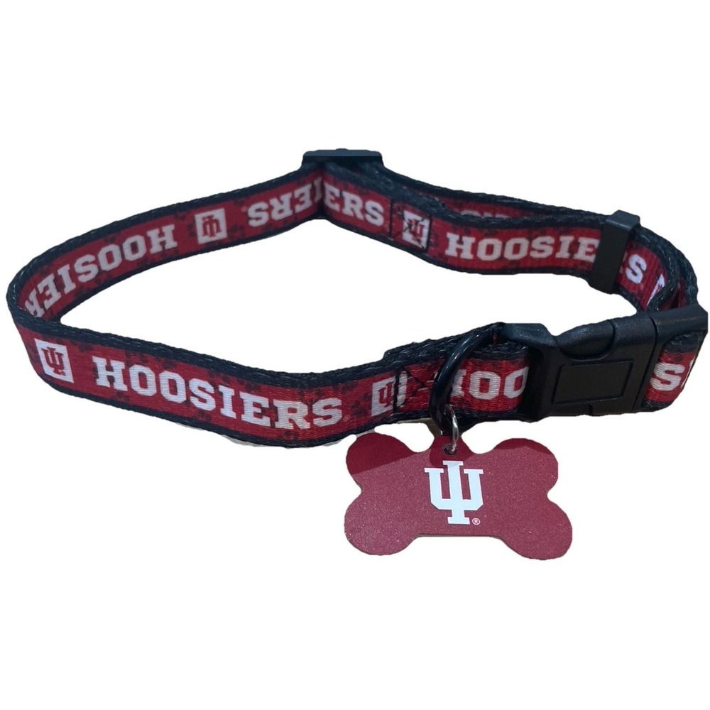 Indiana University HOO HOO HOOSIERS Pet Collar & ID Tag Set Medium 12-16"